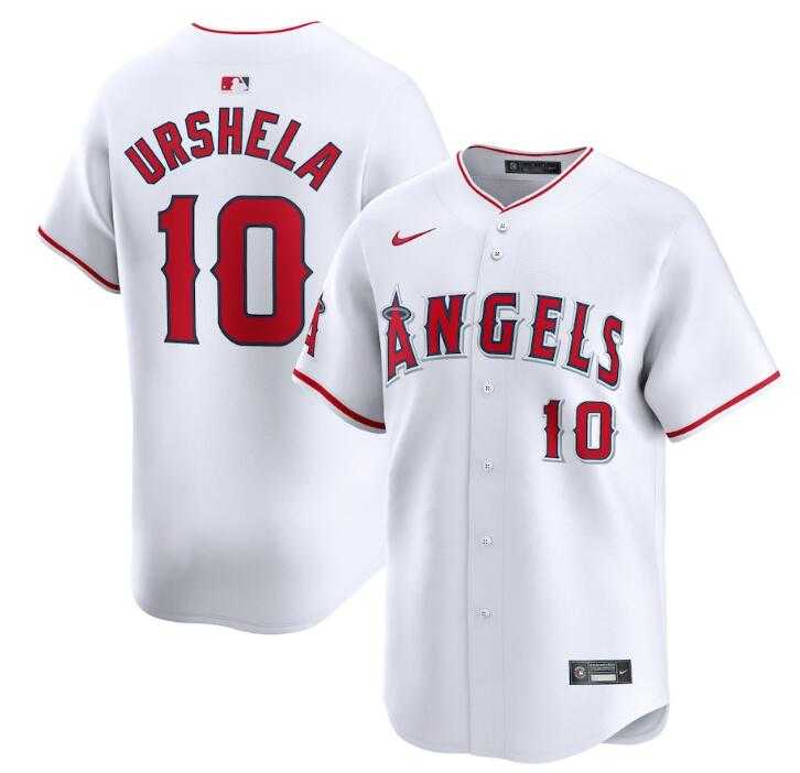 Mens Los Angeles Angels #10 Gio Urshela White Home Limited Stitched Baseball Jersey Dzhi->los angeles angels->MLB Jersey